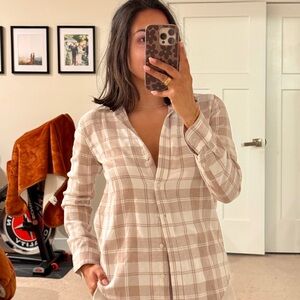 Abercrombie & Fitch Beige Plaid Button Down Shirt